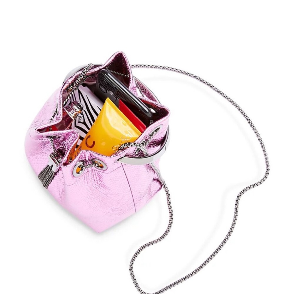 NEW JIMMY CHOO BON BON CANDY WRAP LEATHER METAL TOP HANDLE CROSSBODY NWT! - Picture 3 of 15